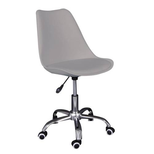 MARTIN-W Καρέκλα Γραφείου, Βάση Χρώμιο, PP & Pu Γκρι, Μονταρισμένη Ταπετσαρία Ε-00026467 ΕΟ201,4WL