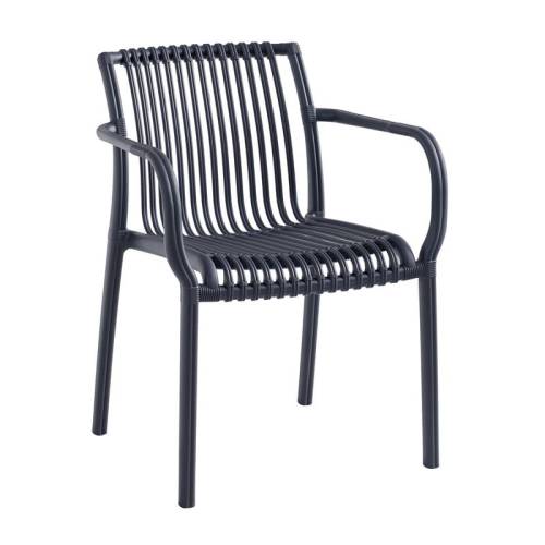 MODENA Πολυθρόνα Στοιβαζόμενη, PP-UV Protection Ανθρακί Ε-00026293 Ε3901,2