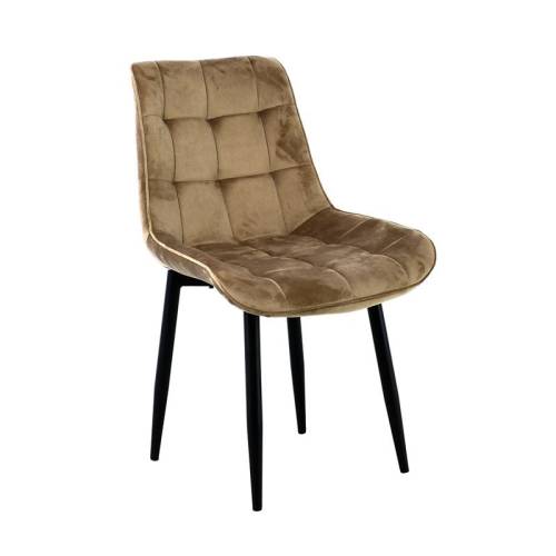 MYRIAM-R Καρέκλα Τραπεζαρίας, Μέταλλο Βαφή Μαύρο, Ύφασμα Velure Cappuccino ( Συσκ.4 ) Ε-00026104 ΕΜ7913,7R