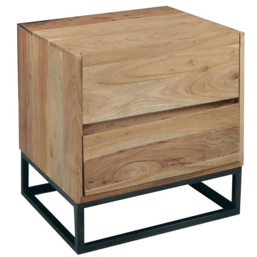 NEPAL-W Κομοδίνο Μέταλλο Βαφή Μαύρο, Ξύλο Ακακία Φυσικό Ε-00025429 ΕΑ7016,W