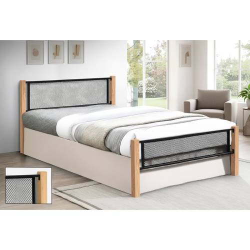 ΝΕΤ Κρεβάτι Διπλό για Στρώμα 150x200cm, Μέταλλο Βαφή Μαύρο, Ξύλο Φυσικό Ε-00026501 Ε8041,1