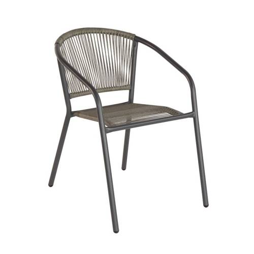 PATTY Πολυθρόνα Στοιβαζόμενη Κήπου, Μέταλλο Βαφή Ανθρακί, PE Rattan Γκρι Ε-00026037 Ε2391,2