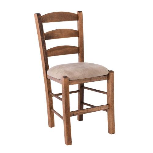 ΣΚΥΡΟΣ Καρέκλα Οξιά Βαφή Εμποτισμού Καρυδί, Κάθισμα Suede Μπεζ Ρ-00026812 Ρ930,Ε2Τ3