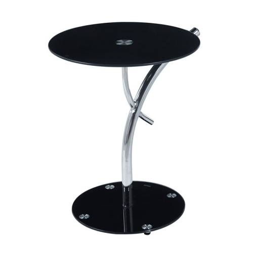 RAVEL Τραπεζάκι Βοηθητικό Χρώμιο - Γυαλί Μαύρο Tempered Ε-00025625 ΕΜ939,Β