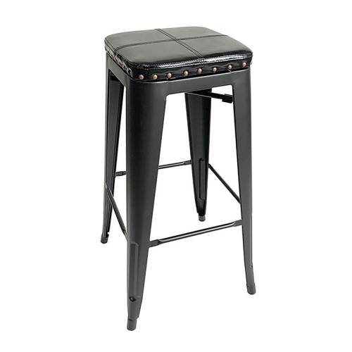 RELIX Σκαμπό Bar Στοιβαζόμενο, Μέταλλο Βαφή Μαύρο, Pu Μαύρο Ε-00025804 Ε5190P,15W