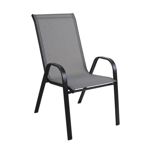 RIO Πολυθρόνα Στοιβαζόμενη Κήπου, Μέταλλο Βαφή Μαύρο, Textilene Γκρι (4,20kg) Ε-00019931 Ε270,4