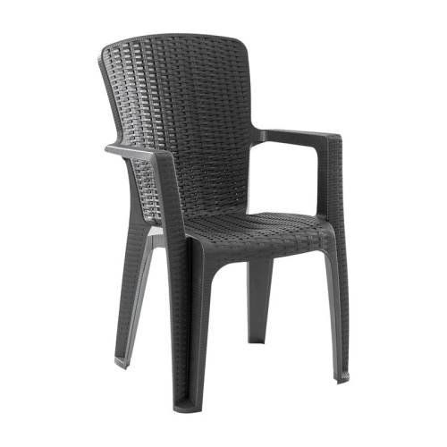 SIDE Πολυθρόνα Κήπου-Βεράντας Στοιβαζόμενη, (Rattan Look) PP-UV Απόχρωση Ανθρακί Ε-00026744 Ε3031,3