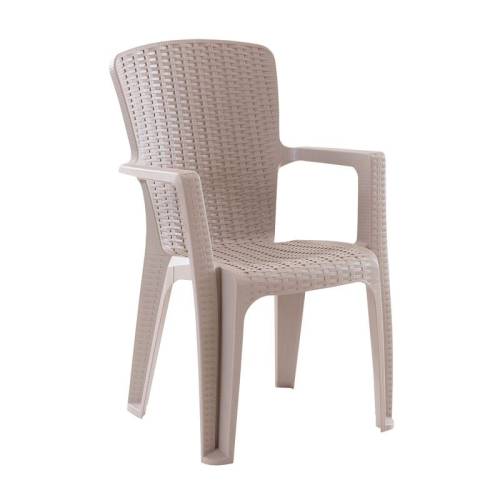 SIDE Πολυθρόνα Κήπου-Βεράντας Στοιβαζόμενη, (Rattan Look) PP-UV Απόχρωση Cappuccino Ε-00026746 Ε3031,1