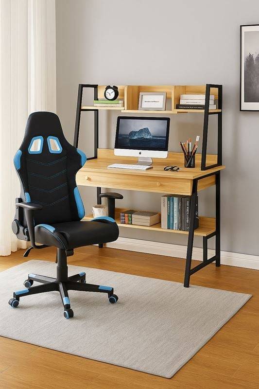 STUDENT-1 Set Γραφείο Η/Υ Sonoma - Μαύρο + Πολυθρόνα Gaming Μαύρο - Μπλε Ε-00026650 ΕΟ710,2