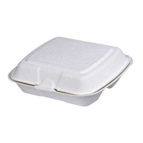 Σκεύος Φαγητού Ενσωματωμένο Καπάκι Ζαχαροκάλαμο 3 θέσεων 23x20cm 100τεμ TESSERA