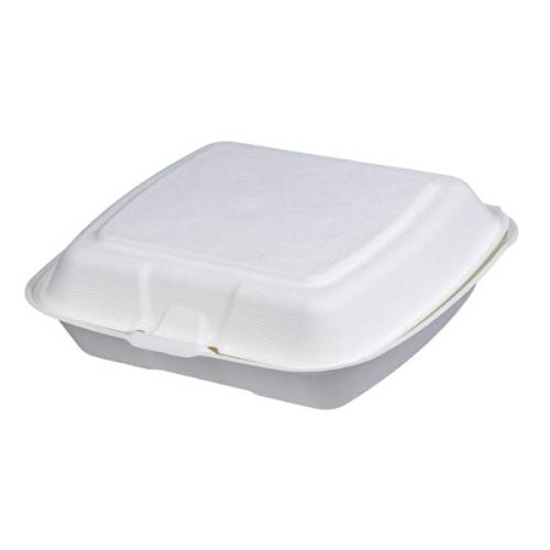 Σκεύος Φαγητού Ενσωματωμένο Καπάκι Ζαχαροκάλαμο 23x20cm 100τεμ TESSERA