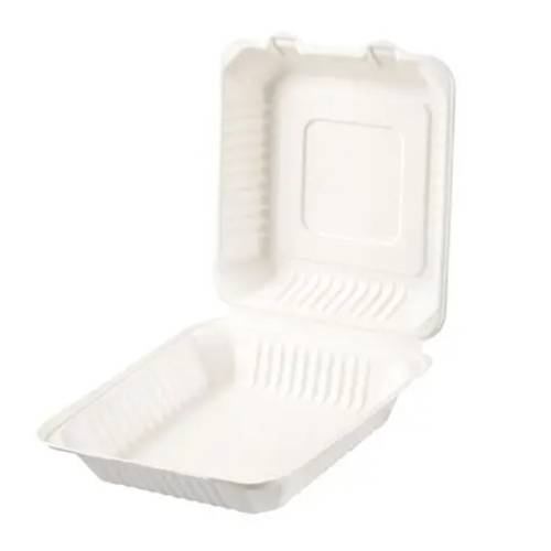 Σκεύος Φαγητού Ενσωματωμένο Καπάκι Ζαχαροκάλαμο 23×23 cm 100τεμ TESSERA