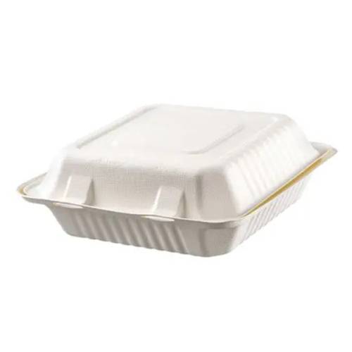 Σκεύος Φαγητού Ενσωματωμένο Καπάκι Ζαχαροκάλαμο 23×23 cm 100τεμ TESSERA