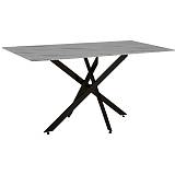 ΤΡΑΠΕΖΙ ΤΡΑΠΕΖΑΡΙΑΣ Fylliana Stone ΜΕ ΓΚΡΙ ΚΕΡΑΜΙΚΗ ΕΠΙΦΑΝΕΙΑ ΚΑΙ ΜΑΥΡΑ ΜΕΤΑΛΛΙΚΑ ΠΟΔΙΑ 160x90x76εκ