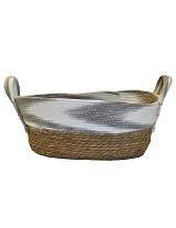 Καλάθι ψάθινο paper ριγέ γκρι με φυσικό 40Χ30Χ18