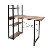 ΓΡΑΦΕΙΟ Η/Υ 4 Ράφια Μέταλλο Βαφή Μαύρο - Melamine Απόχρωση Καρυδί Ε-00021914 ΕΟ401,1