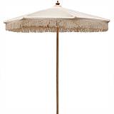 ΟΜΠΡΕΛΑ Ξύλινη Φ200cm, Πλεκτό Μακραμέ Μπεζ Ε-00024433 Ε916,1