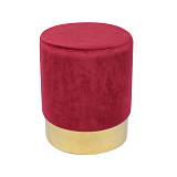 SOL Σκαμπό  Βοηθητικό, Χρώμιο Χρυσό, Ύφασμα Velure Απόχρωση Κόκκινο Ε-00021602 Ε7030,3