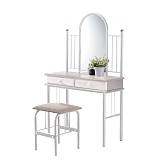 FLORA SET Τουαλέτα με Καθρέπτη + Σκαμπό 2 Συρτάρια, Μέταλλο Βαφή Άσπρο, Ξύλο Άσπρο Ε-00023333 Ε8028,1