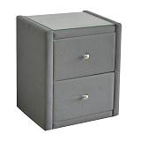 WILTON Κομοδίνο Ύφασμα Γκρι με Προστατευτικό Γυαλί Επιφάνειας Ε-00022947 Ε8057,F2