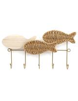 Κρεμάστρα τοίχου ψάθινα ψάρια Χ5 , 40Χ20