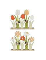 Λουλούδια  σε βάση ξυλ.διακ.2σχ.12,5Χ21Χ5CM