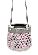 Κεραμικό κασπώ/μακραμέ σε γκρί/βιολετί 18x16,5cm CT356