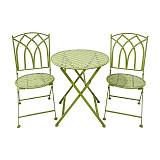 ΣΕΤ ΜΕΤΑΛΛΙΚΟ ΤΡΑΠΕΖΙ ΚΗΠΟΥ Fylliana ΜΕ 2 ΚΑΡΕΚΛΕΣ Gordon ΠΡΑΣΙΝΟ ΧΡΩΜΑ