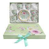 ΚΕΡΑΜΙΚΗ ΚΟΥΠΑ ΤΣΑΓΙΟΥ ΜΕ ΠΙΑΤΑΚΙ ΣΕΤ 6 ΤΕΜ ΣΕ ΚΟΥΤΙ Fylliana FL903109 ΠΡΑΣΙΝΟ FLORAL 8.5x5.5εκ