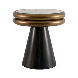 ΜΕΤΑΛΛΙΚΟ ΣΤΡΟΓΓΥΛΟ ΤΡΑΠΕΖΑΚΙ ΣΑΛΟΝΙΟΥ ΜΕ ΓΥΑΛΙ Fylliana FL0092 ΧΡΥΣΟ - ΜΑΥΡΟ 53x57εκ