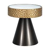 ΜΕΤΑΛΛΙΚΟ ΣΤΡΟΓΓΥΛΟ ΤΡΑΠΕΖΑΚΙ ΣΑΛΟΝΙΟΥ ΜΕ ΚΑΘΡΕΠΤΗ  Fylliana FL0184 ΧΡΥΣΟ - ΜΑΥΡΟ 45x48εκ