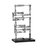 ΜΕΤΑΛΛΙΚΟ ΔΙΑΚΟΣΜΗΤΙΚΟ ΓΕΩΜΕΤΡΙΚΑ ΣΧΕΔΙΑ ΣΕ ΜΑΥΡΗ ΒΑΣΗ Fylliana FL77067 ΑΣΗΜΙ ΑΝΤΙΚΕ ΧΡΩΜΑ 25x10x44εκ