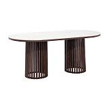 ΟΒΑΛ ΤΡΑΠΕΖΙ ΤΡΑΠΕΖΑΡΙΑΣ Fylliana FL17 ΜΕ ΜΠΕΖ ΚΕΡΑΜΙΚΗ ΕΠΙΦΑΝΕΙΑ ΚΑΙ ΜΕΤΑΛΛΙΚΗ ΒΑΣΗ ΣΕ ΚΑΦΕ ΧΡΩΜΑ 180x90x76εκ