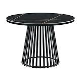 ΣΤΡΟΓΓΥΛΟ ΤΡΑΠΕΖΙ ΤΡΑΠΕΖΑΡΙΑΣ Fylliana FL06 ΜΕ ΚΕΡΑΜΙΚΗ ΕΠΙΦΑΝΕΙΑ ΚΑΙ ΜΕΤΑΛΛΙΚΗ ΒΑΣΗ ΣΕ ΜΑΥΡΟ ΜΑΤ ΧΡΩΜΑ 110x75εκ