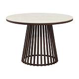 ΣΤΡΟΓΓΥΛΟ ΤΡΑΠΕΖΙ ΤΡΑΠΕΖΑΡΙΑΣ Fylliana FL06 ΜΕ ΜΠΕΖ ΚΕΡΑΜΙΚΗ ΕΠΙΦΑΝΕΙΑ ΚΑI ΜΕΤΑΛΛΙΚΗ ΒΑΣΗ ΣΕ ΚΑΦΕ ΧΡΩΜΑ110x75εκ