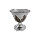 ΓΥΑΛΙΝΟ ΒΑΖΟ ΜΕ ΜΕΤΑΛΛΙΚΟ ΠΟΔΙ Fylliana FL202108 ΑΣΗΜΙ ΧΡΩΜΑ 25x25x24εκ