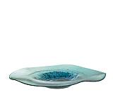 Γυάλινη χειροποίητη πιατέλα πετρόλ με ειδική υάλωση 39cm GL558