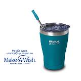 Θερμός ποτήρι με ανοξείδωτο καλαμάκι "We Care" πετρόλ 360ml