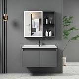 IDEA-1 Set Έπιπλο Κρεμαστό Μπάνιου Γκρι, Καθρέπτης LED + Πάγκος με Νιπτήρα και Μπαταρία Ε-00026108 ΕΝ100,3L