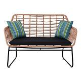 SALSA Καναπές Κήπου 2Θέσιος Μέταλλο Βαφή Μαύρο, Wicker Φυσικό, Μαξιλάρι Μαύρο Ε-00024615 Ε249,1Κ