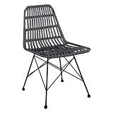 SALSA Καρέκλα Κήπου Βεράντας Μέταλλο Βαφή Μαύρο, Wicker Γκρι Ε-00020181 Ε241,2