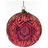 Zaros ΧΡΙΣΤΟΥΓΕΝΝΙΑΤΙΚΗ ΜΠΑΛΑ ΓΥΑΛΙΝΗ ΚΟΚΚΙΝΗ ΜΕ ΑΝΑΓΛΥΦΑ ΣΧΕΔΙΑ 10εκ.